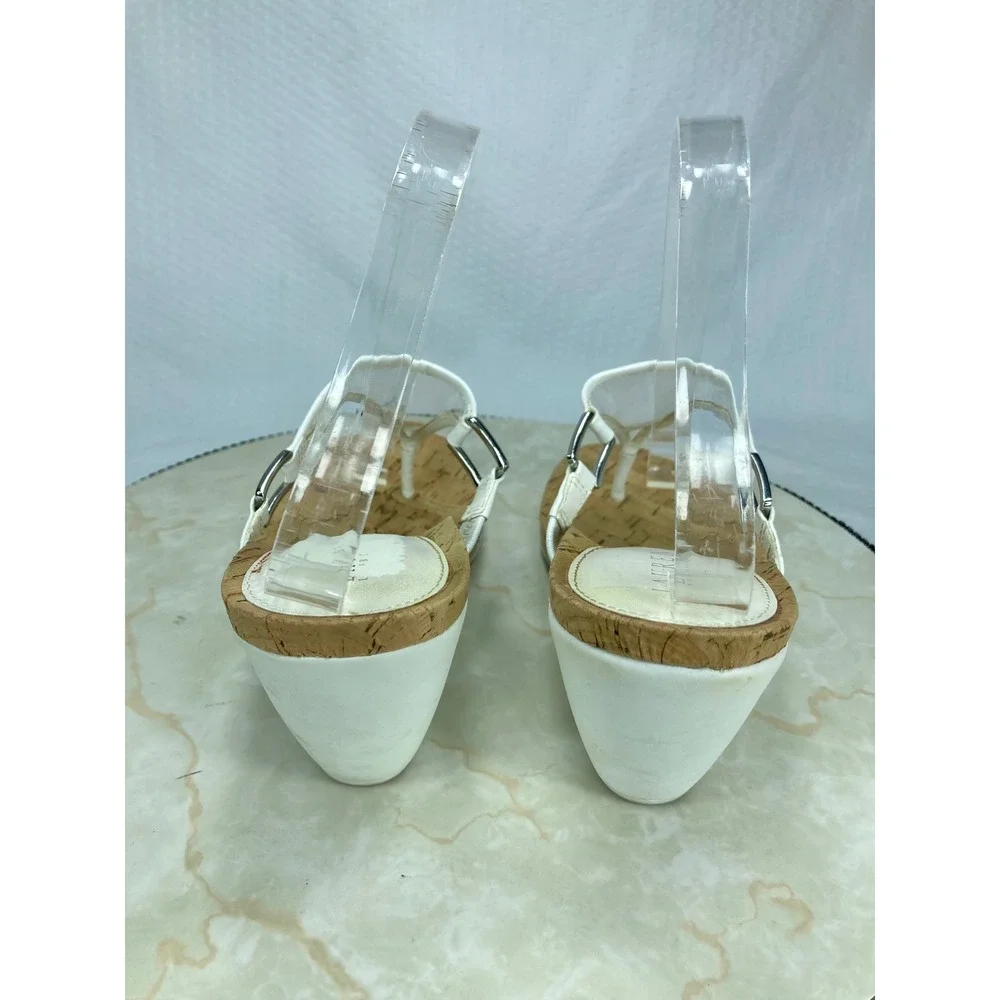 Lauren Ralph Lauren Rula Wedge Thong Sandals Women 8.5 White T-Strap Comfy Shoes
